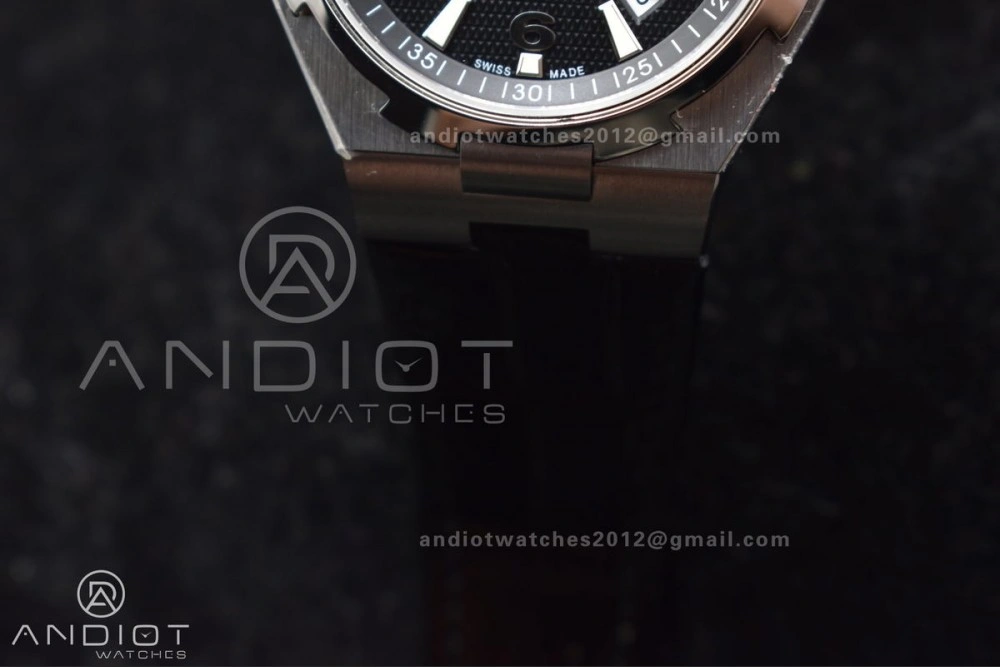 Overseas SS 8F Maker Black Dial on Black Rubber Strap