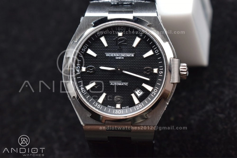 Overseas SS 8F Maker Black Dial on Black Rubber Strap