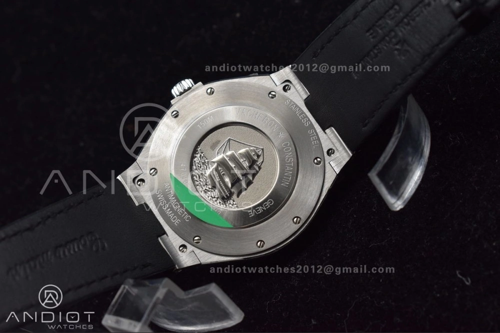 Overseas SS 8F Maker Black Dial on Black Rubber Strap