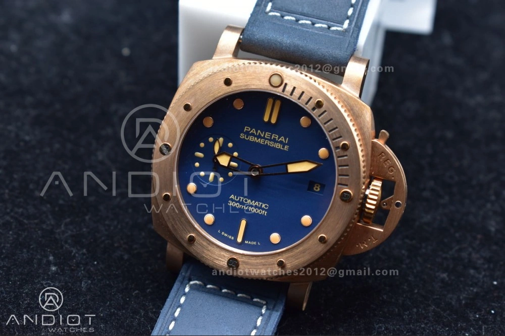 PAM1074 W Bronzo VSF 1:1 Best Edition Blue Dial on Blue Calfskin Strap P.900 Clone