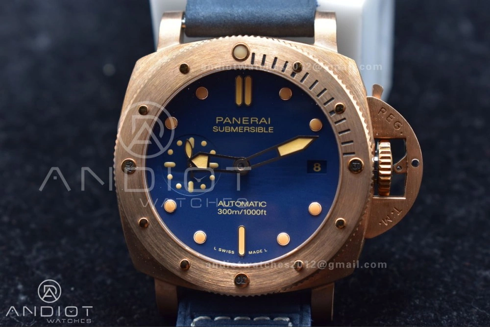 PAM1074 W Bronzo VSF 1:1 Best Edition Blue Dial on Blue Calfskin Strap P.900 Clone