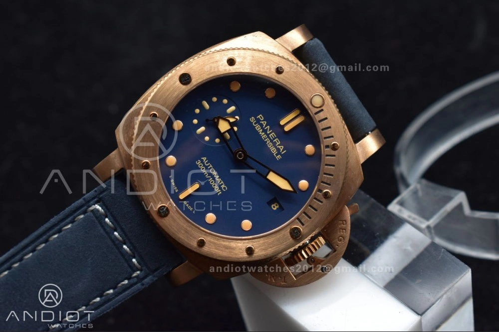 PAM1074 W Bronzo VSF 1:1 Best Edition Blue Dial on Blue Calfskin Strap P.900 Clone