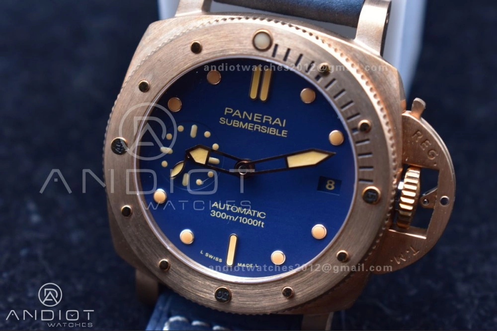 PAM1074 W Bronzo VSF 1:1 Best Edition Blue Dial on Blue Calfskin Strap P.900 Clone