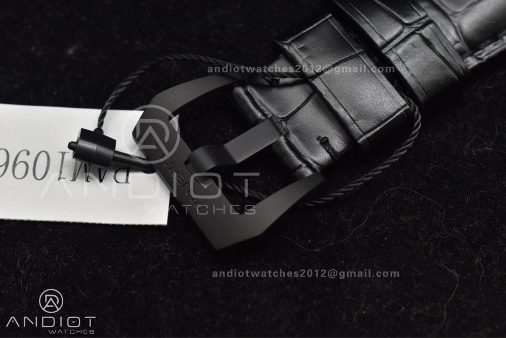 PAM1096 W Luminor GMT 42mm Titanium VSF 1:1 Best Edition Black Dial on Black Leather Strap P.9011 Super Clone