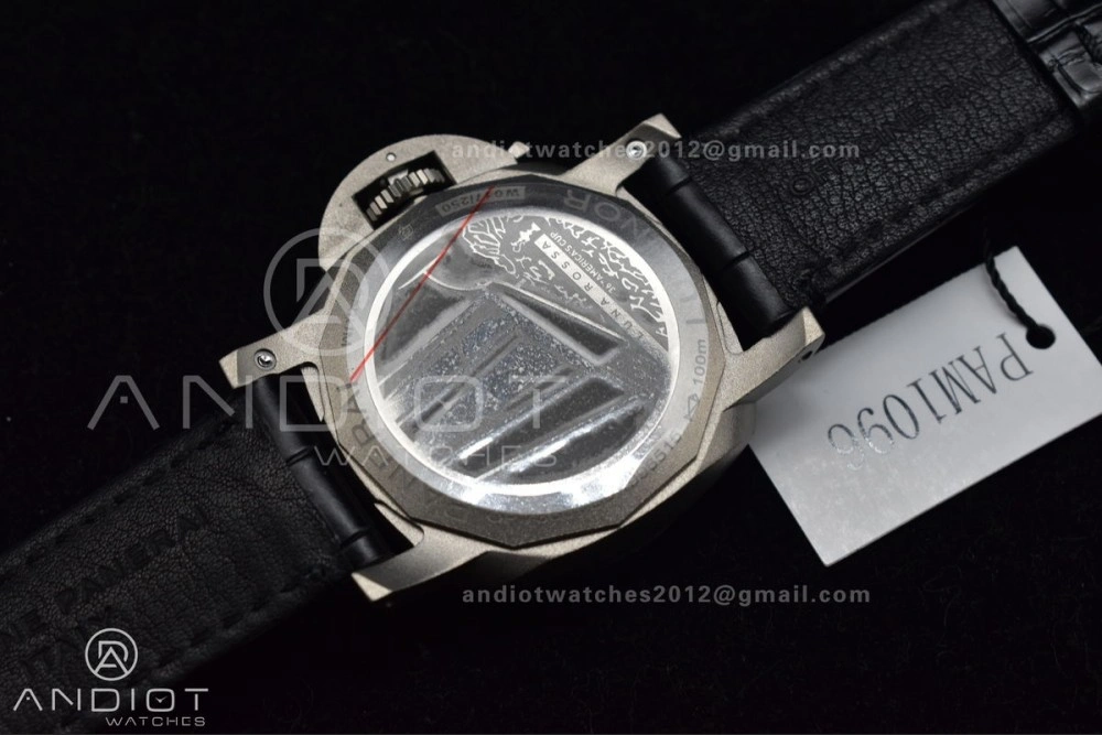 PAM1096 W Luminor GMT 42mm Titanium VSF 1:1 Best Edition Black Dial on Black Leather Strap P.9011 Super Clone