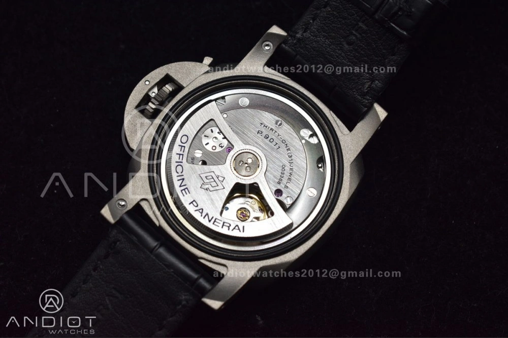 PAM1096 W Luminor GMT 42mm Titanium VSF 1:1 Best Edition Black Dial on Black Leather Strap P.9011 Super Clone