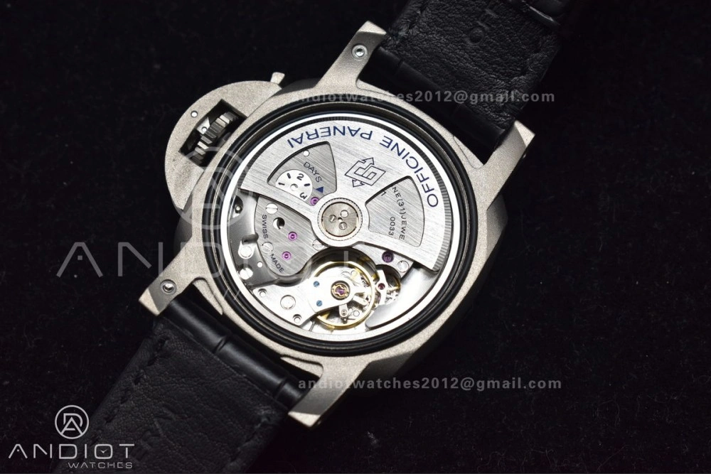 PAM1096 W Luminor GMT 42mm Titanium VSF 1:1 Best Edition Black Dial on Black Leather Strap P.9011 Super Clone