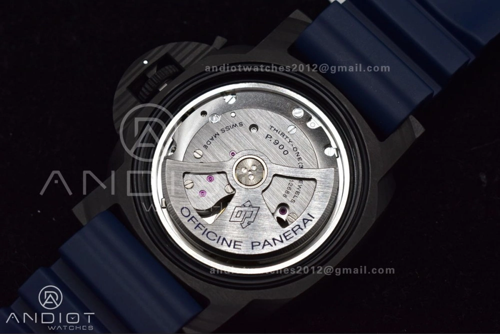 PAM1232 W Carbotech SBF 1:1 Best Edition Blue Dial on Blue Rubber Strap P900