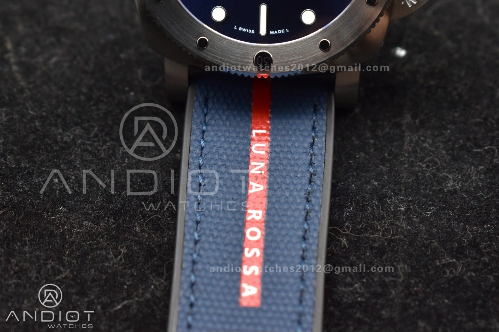 PAM1391 Luna Rossa Submersible VSF 1:1 Best Edition on Blue Fabric Strap P900