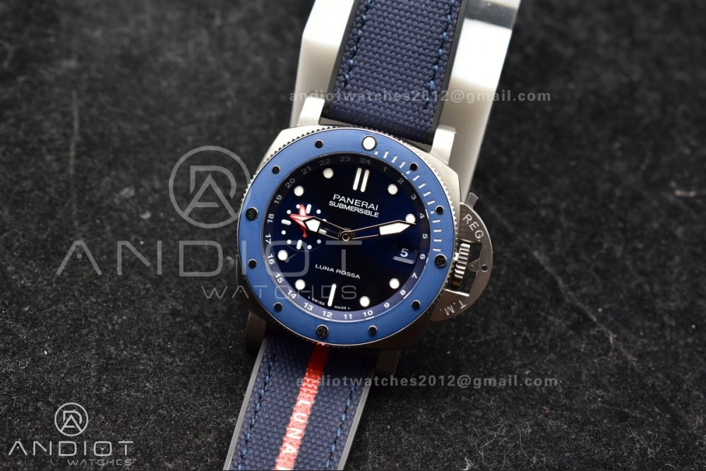 PAM1507 Submersible GMT Luna Rossa 42mm VSF 1:1 Best Edition on Blue Nylon Strap P900