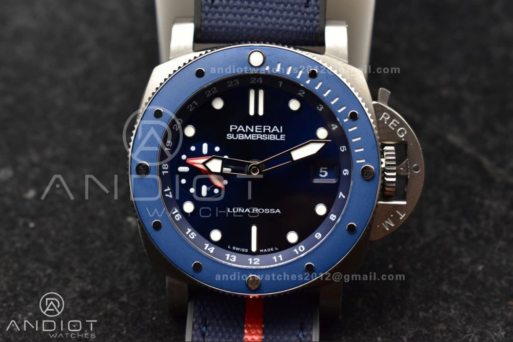 PAM1507 Submersible GMT Luna Rossa 42mm VSF 1:1 Best Edition on Blue Nylon Strap P900
