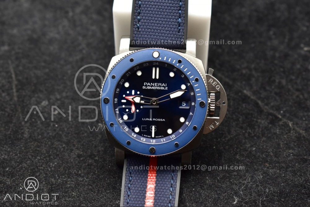 PAM1507 Submersible GMT Luna Rossa 42mm VSF 1:1 Best Edition on Blue Nylon Strap P900
