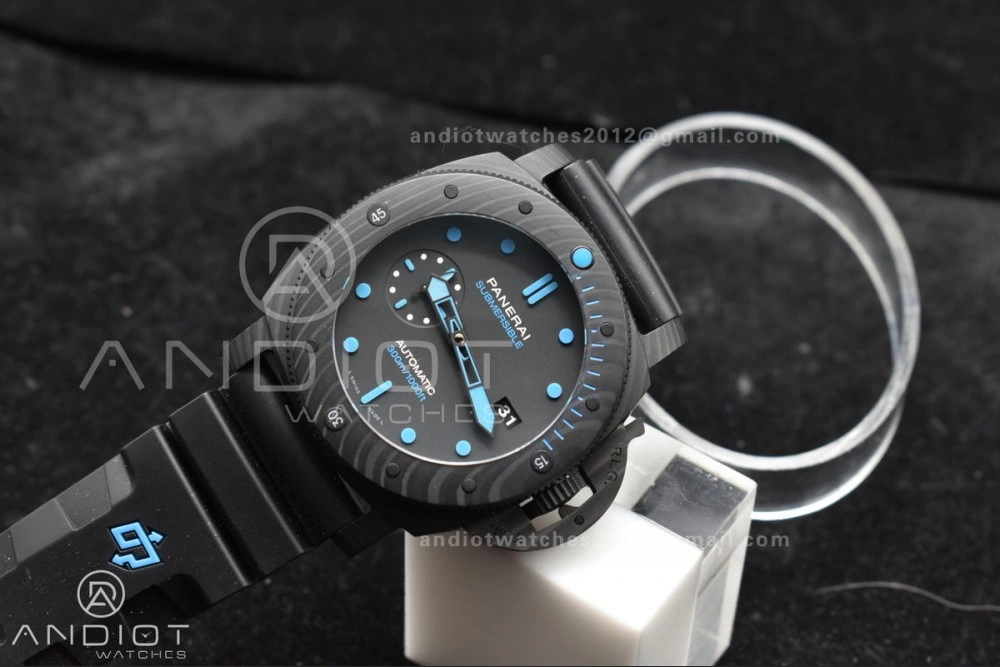 PAM1616 Carbotech 47mm VSF Best Edition Black Dial Blue Markers on Rubber Strap P.9010 Clone