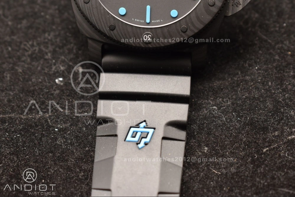 PAM1616 Carbotech 47mm VSF Best Edition Black Dial Blue Markers on Rubber Strap P.9010 Clone