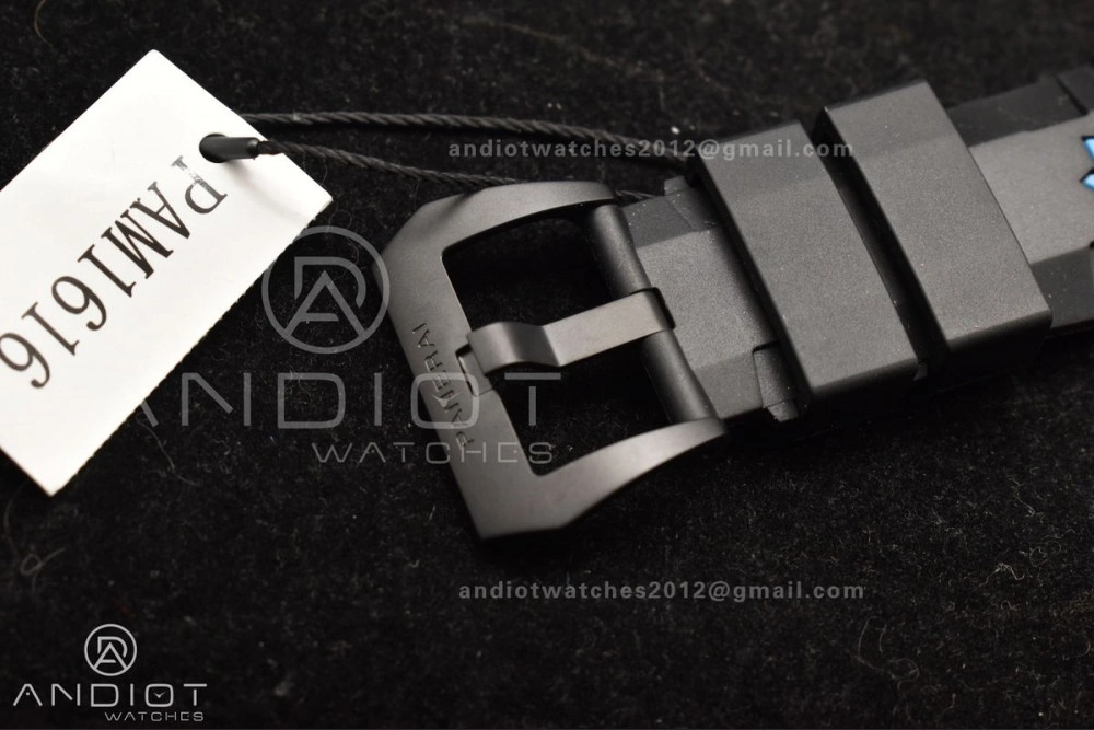 PAM1616 Carbotech 47mm VSF Best Edition Black Dial Blue Markers on Rubber Strap P.9010 Clone