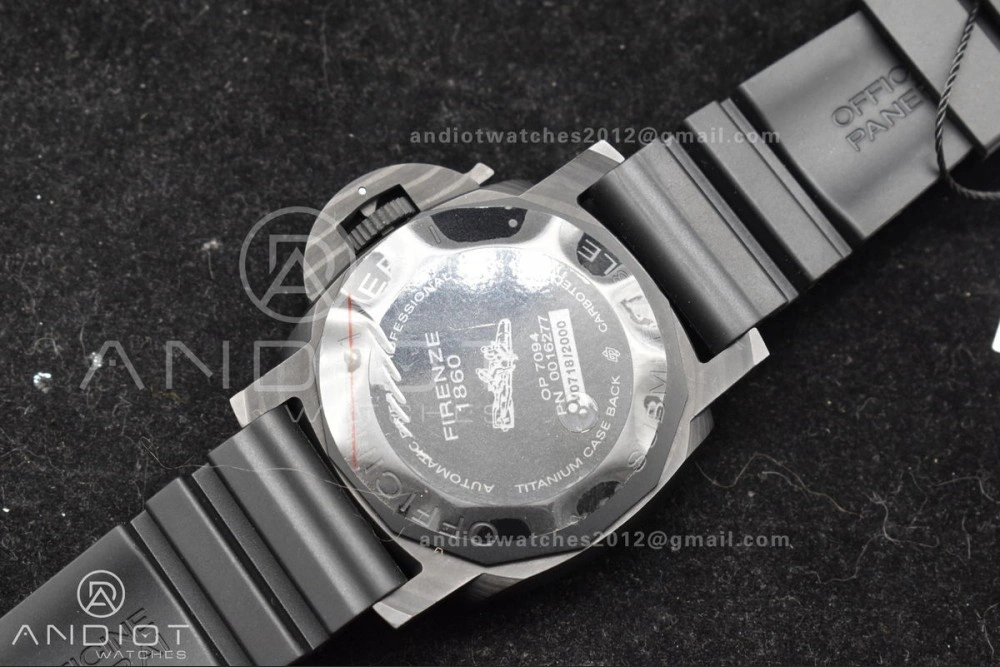 PAM1616 Carbotech 47mm VSF Best Edition Black Dial Blue Markers on Rubber Strap P.9010 Clone