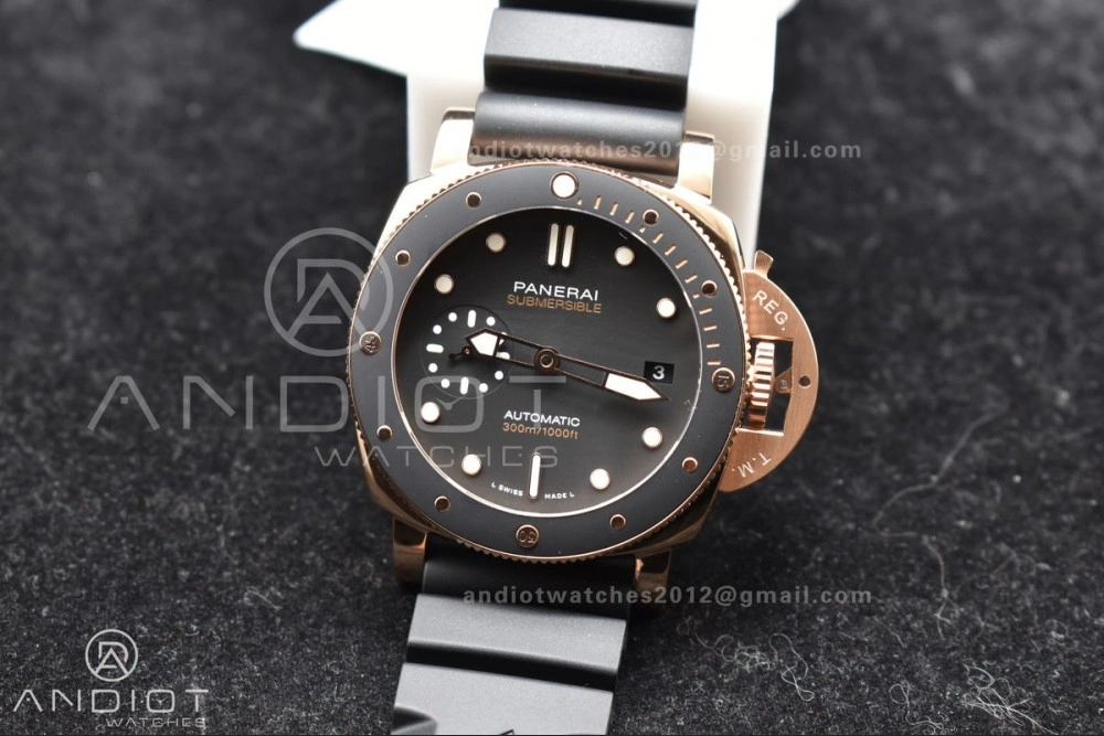 PAM2164 Submersible 42mm VSF Best Edition Black Dial on Black Rubber Strap P900