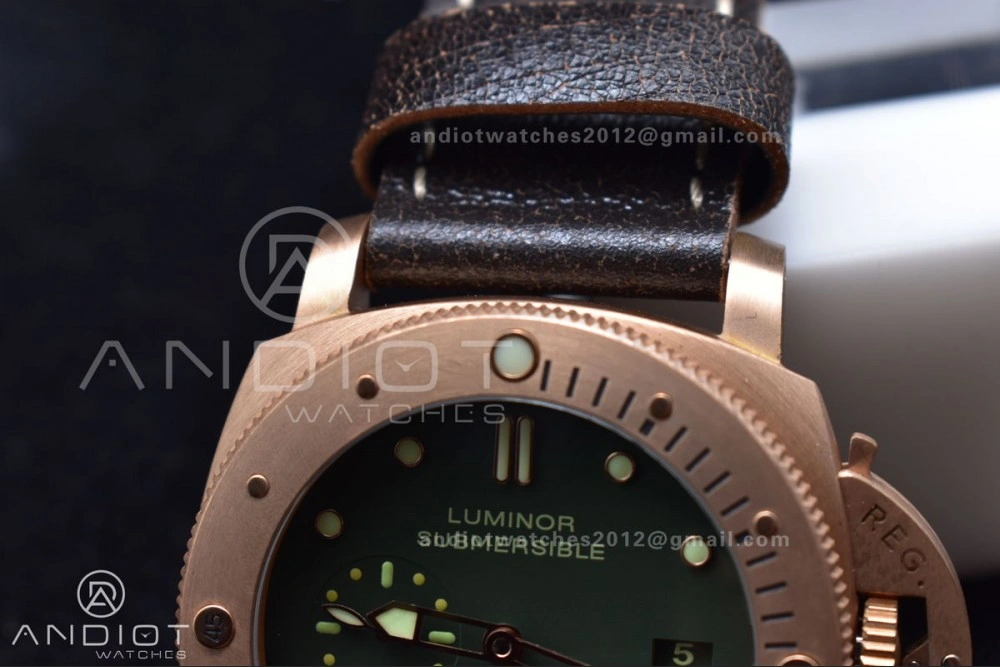 PAM382 N Bronzo VSF 1:1 Best Edition on Brown Distressed Calfskin Strap P.9000 Super Clone V2
