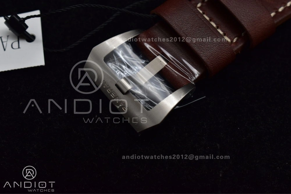 PAM968 V Bronzo VSF 1:1 Best Edition Brown Ceramic Bezel and Dial on Brown Calfskin Strap P.9010 Clone