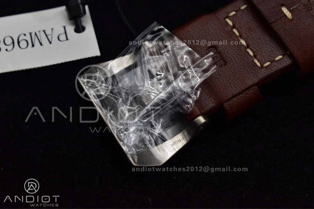 PAM968 V Bronzo VSF 1:1 Best Edition Brown Ceramic Bezel and Dial on Brown Calfskin Strap P.9010 Clone