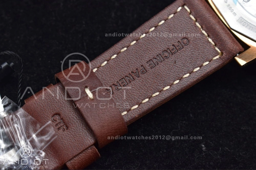 PAM968 V Bronzo VSF 1:1 Best Edition Brown Ceramic Bezel and Dial on Brown Calfskin Strap P.9010 Clone