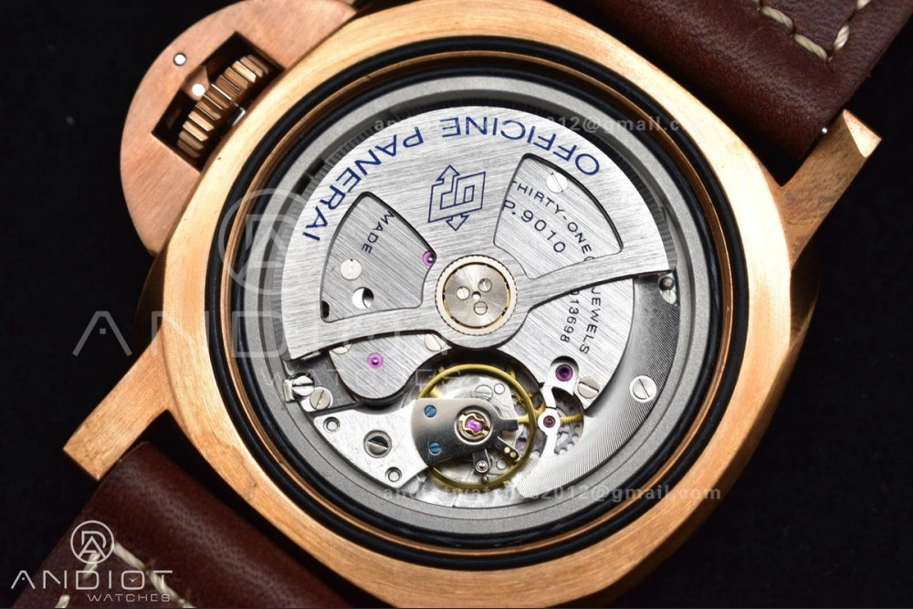 PAM968 V Bronzo VSF 1:1 Best Edition Brown Ceramic Bezel and Dial on Brown Calfskin Strap P.9010 Clone