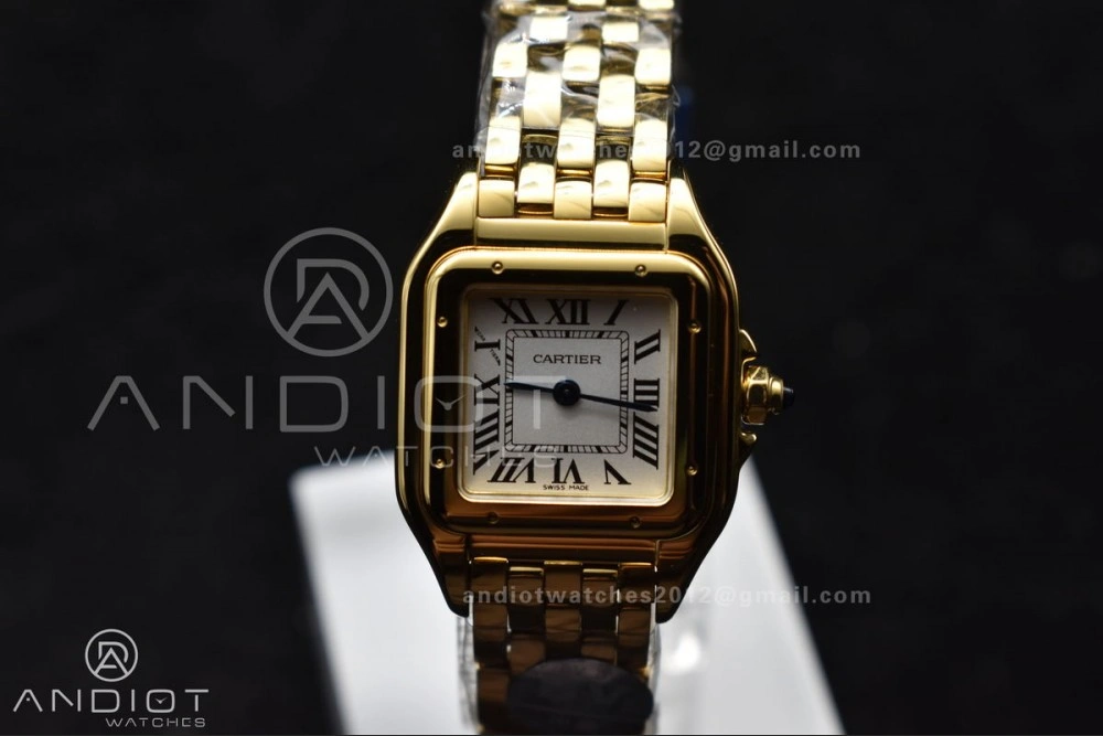 Panthère 22mm BVF 1:1 Best Edition Full YG White Dial On Full YG Bracelet Ronda Quartz