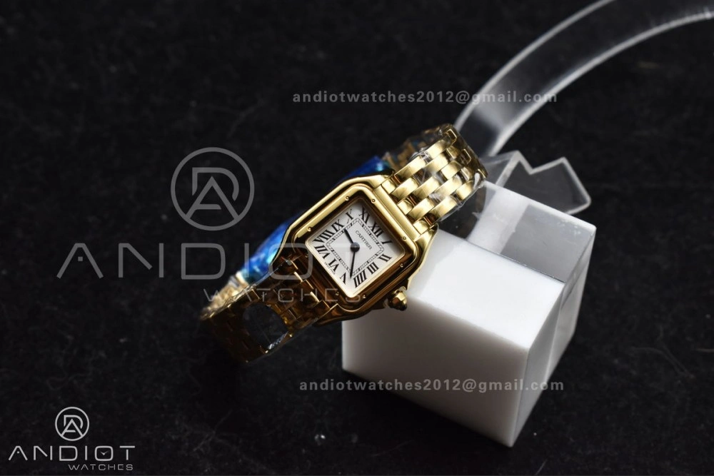 Panthère 22mm BVF 1:1 Best Edition Full YG White Dial On Full YG Bracelet Ronda Quartz