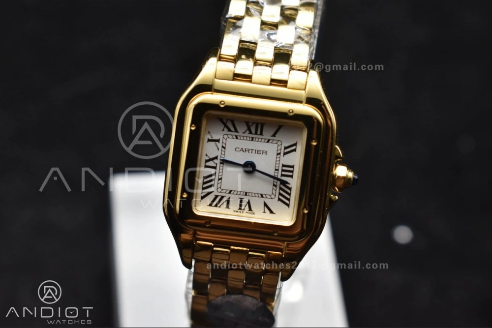 Panthère 22mm BVF 1:1 Best Edition Full YG White Dial On Full YG Bracelet Ronda Quartz