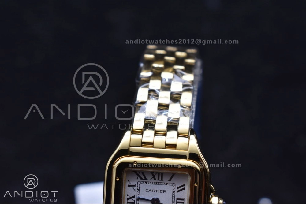 Panthère 22mm BVF 1:1 Best Edition Full YG White Dial On Full YG Bracelet Ronda Quartz