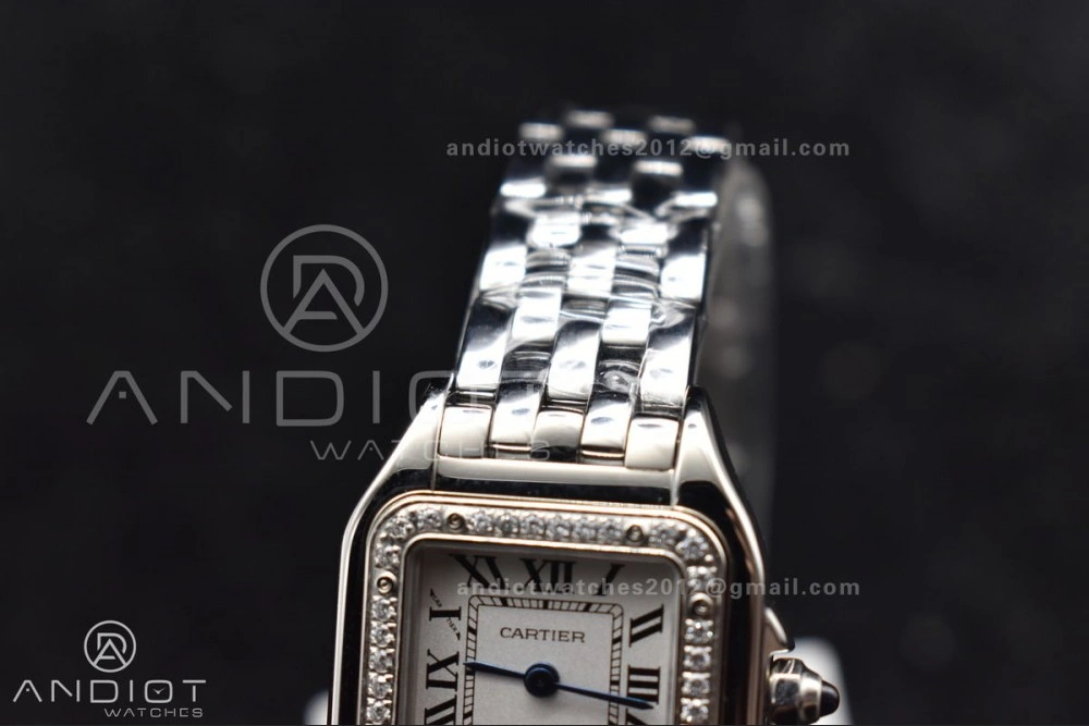 Panthère 22mm BVF 1:1 Best Edition SS White Dial Diamonds Bezel on SS Bracelet Ronda Quartz