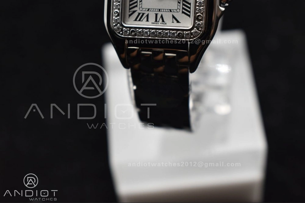 Panthère 22mm BVF 1:1 Best Edition SS White Dial Diamonds Bezel on SS Bracelet Ronda Quartz
