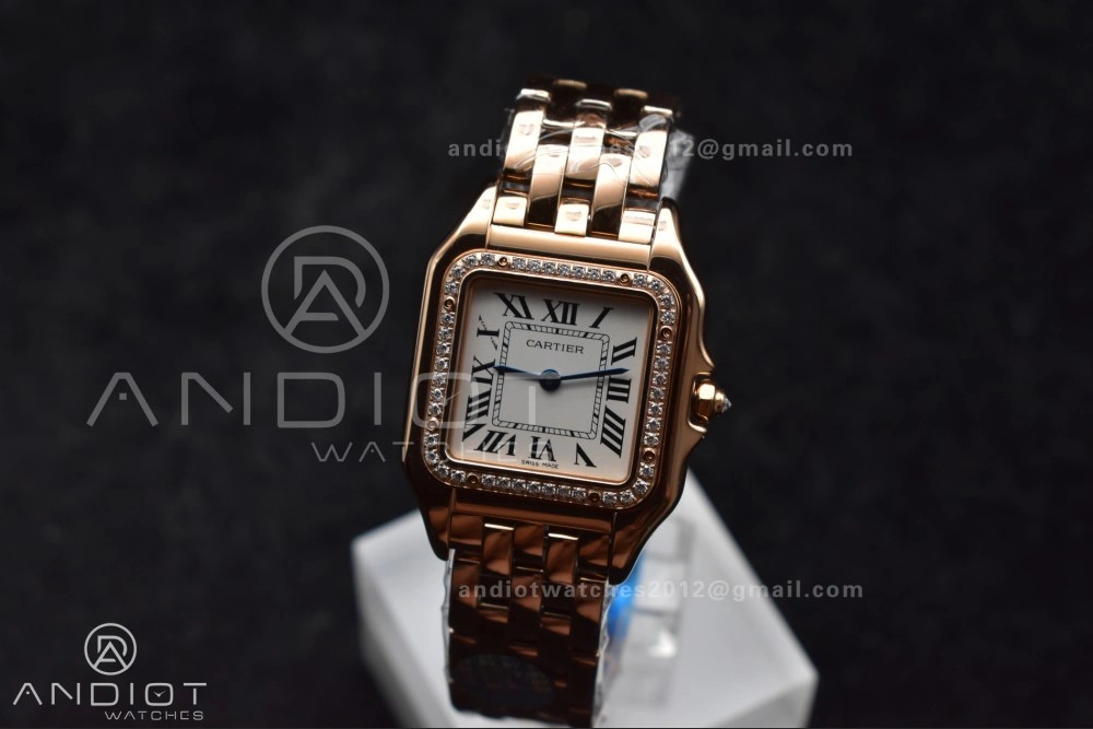Panthère 27mm BVF 1:1 Best Edition RG White Dial Diamonds Bezel on RG Bracelet Ronda Quartz