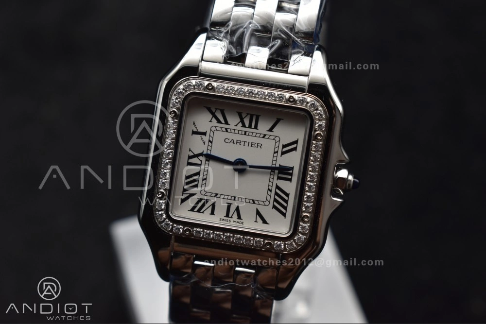 Panthère 27mm BVF 1:1 Best Edition SS White Dial Diamonds Bezel on SS Bracelet Ronda Quartz