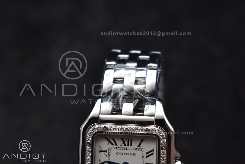 Panthère 27mm BVF 1:1 Best Edition SS White Dial Diamonds Bezel on SS Bracelet Ronda Quartz