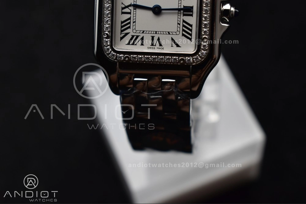Panthère 27mm BVF 1:1 Best Edition SS White Dial Diamonds Bezel on SS Bracelet Ronda Quartz