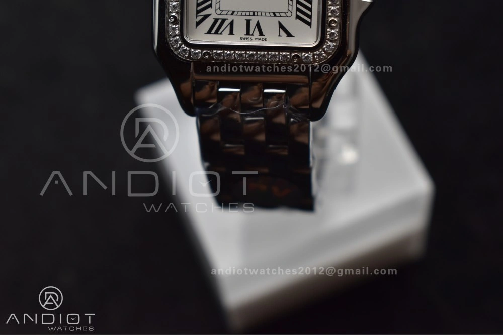 Panthère 27mm BVF 1:1 Best Edition SS White Dial Diamonds Bezel on SS Bracelet Ronda Quartz