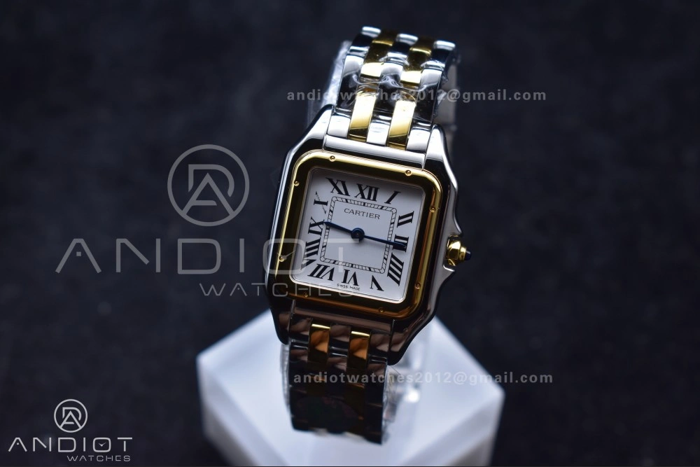 Panthère 27mm BVF 1:1 Best Edition SS YG White Dial Stainless Bezel on SS YG Bracelet Ronda Quartz