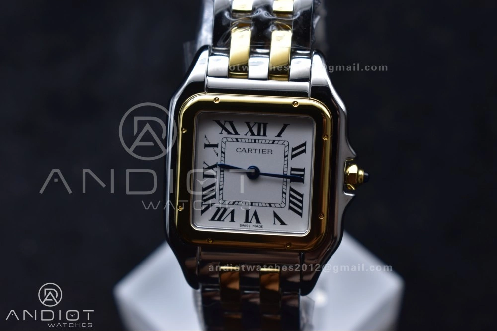 Panthère 27mm BVF 1:1 Best Edition SS YG White Dial Stainless Bezel on SS YG Bracelet Ronda Quartz