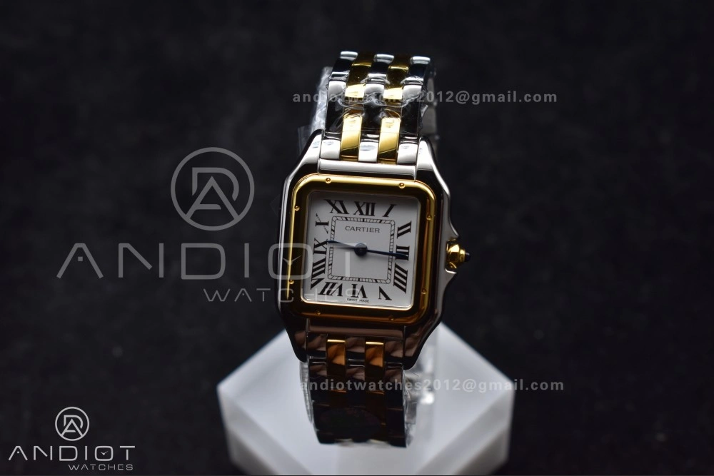 Panthère 27mm BVF 1:1 Best Edition SS YG White Dial Stainless Bezel on SS YG Bracelet Ronda Quartz