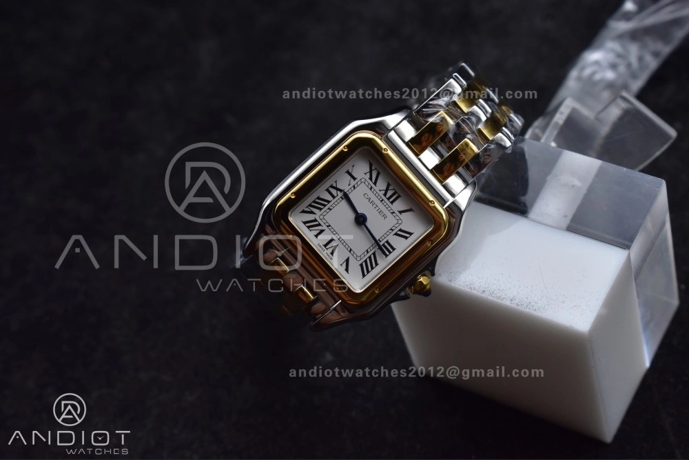 Panthère 27mm BVF 1:1 Best Edition SS YG White Dial Stainless Bezel on SS YG Bracelet Ronda Quartz