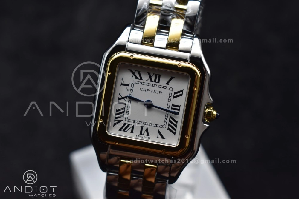 Panthère 27mm BVF 1:1 Best Edition SS YG White Dial Stainless Bezel on SS YG Bracelet Ronda Quartz