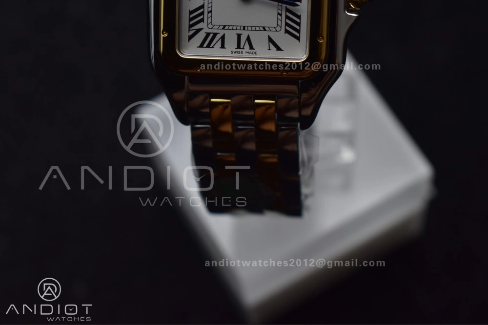 Panthère 27mm BVF 1:1 Best Edition SS YG White Dial Stainless Bezel on SS YG Bracelet Ronda Quartz