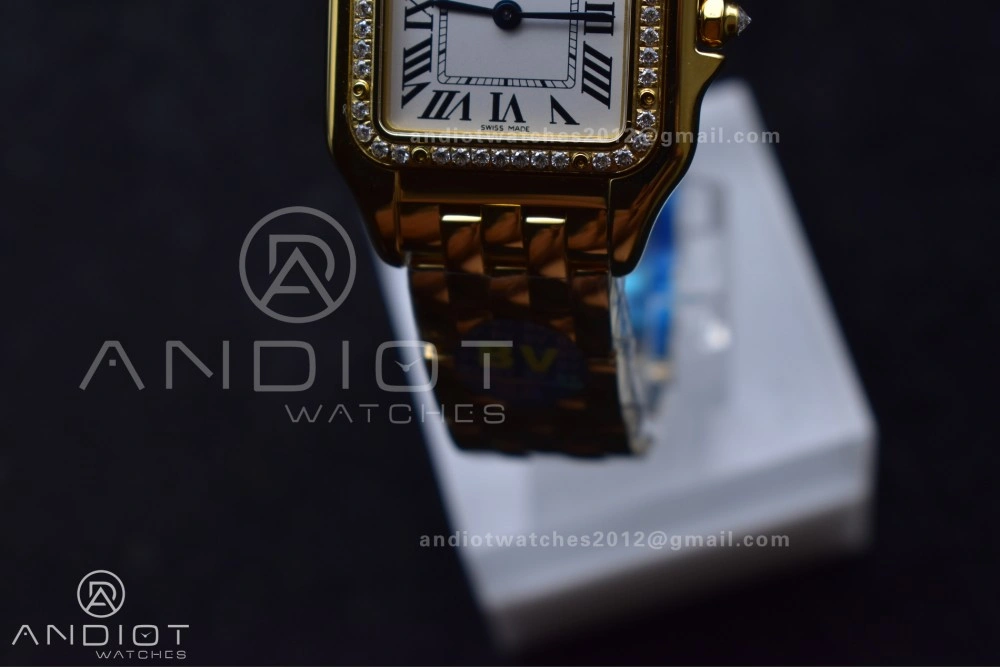Panthère 27mm BVF 1:1 Best Edition YG White Dial Diamonds Bezel on YG Bracelet Ronda Quartz