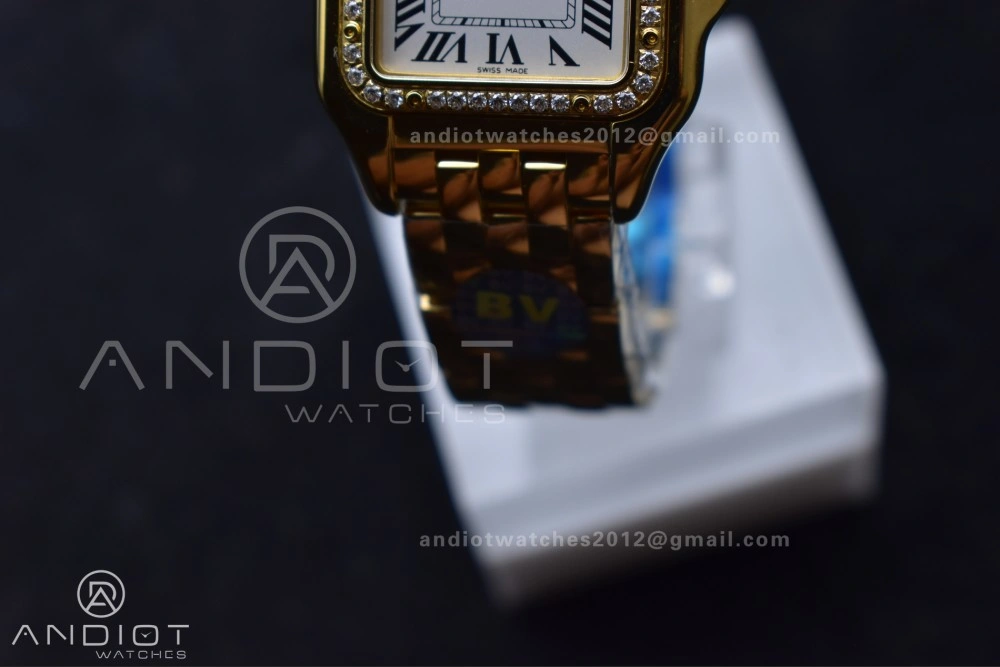 Panthère 27mm BVF 1:1 Best Edition YG White Dial Diamonds Bezel on YG Bracelet Ronda Quartz