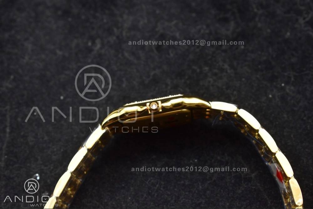 Panthère 27mm BVF 1:1 Best Edition YG White Dial Diamonds Bezel on YG Bracelet Ronda Quartz