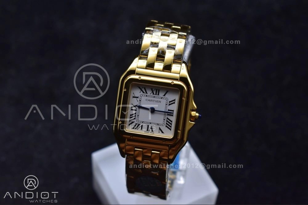 Panthère 27mm BVF 1:1 Best Edition YG White Dial on YG Bracelet Ronda Quartz