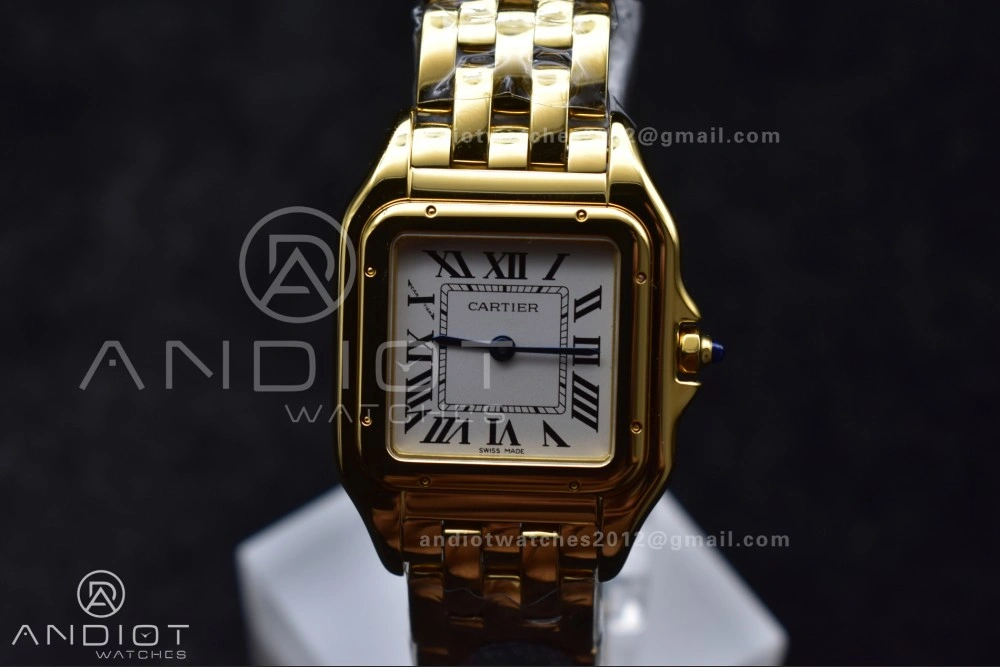 Panthère 27mm BVF 1:1 Best Edition YG White Dial on YG Bracelet Ronda Quartz