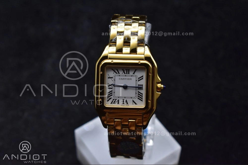 Panthère 27mm BVF 1:1 Best Edition YG White Dial on YG Bracelet Ronda Quartz