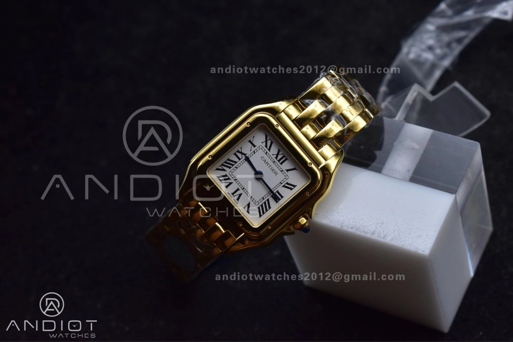 Panthère 27mm BVF 1:1 Best Edition YG White Dial on YG Bracelet Ronda Quartz